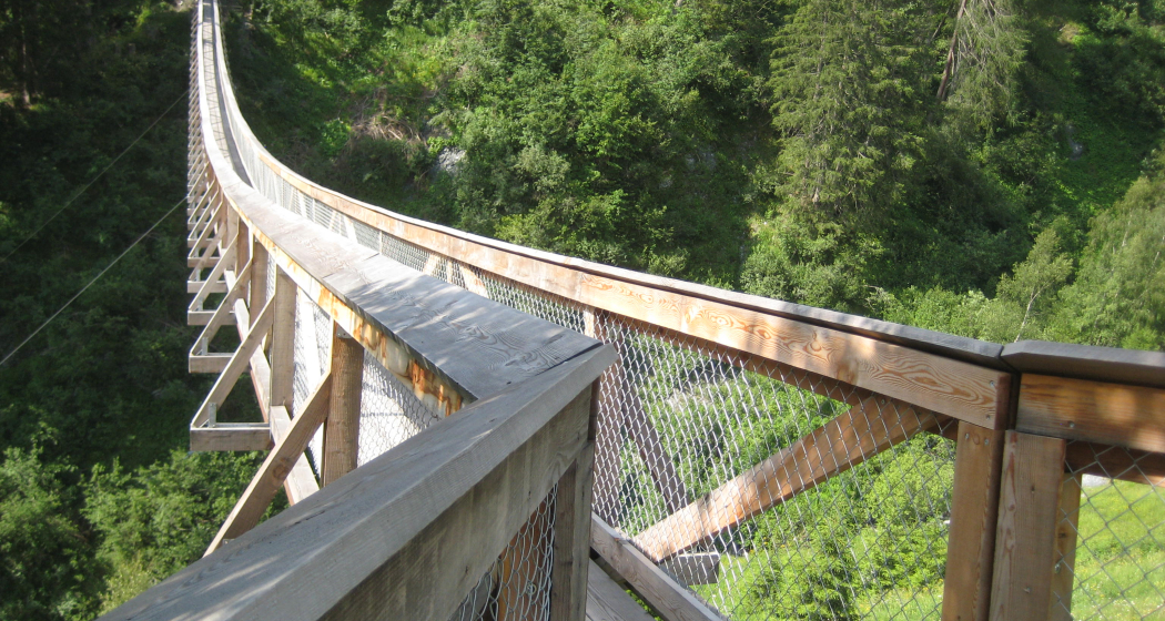Hängebrücke aus Lärchenholz Hängebrücke aus Lärchenholz