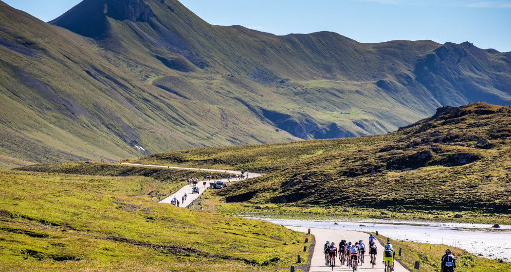 Teilnehmer der Alpen Challenge am Albulapass. Teilnehmer der Alpen Challenge am Albulapass.