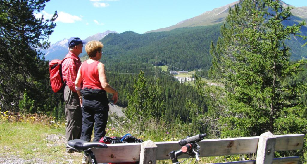 Aussicht im God Splars über den Inn auf Chapella