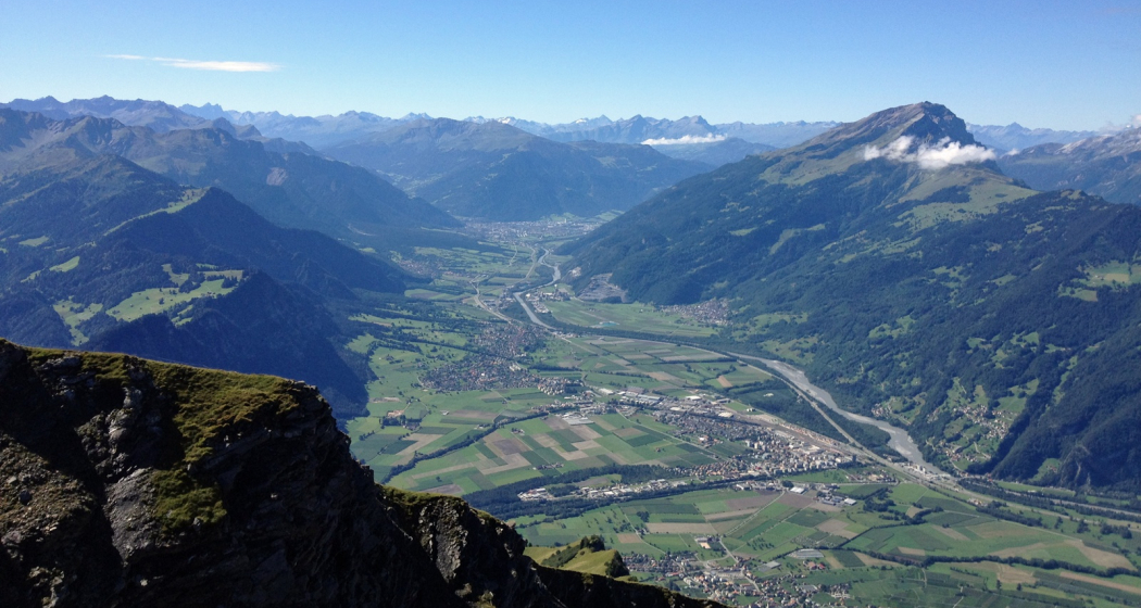 Blick von oben auf die Weinregion