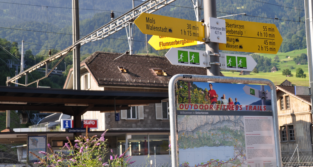 Ausgangspunkt beim Bahnhof Unterterzen