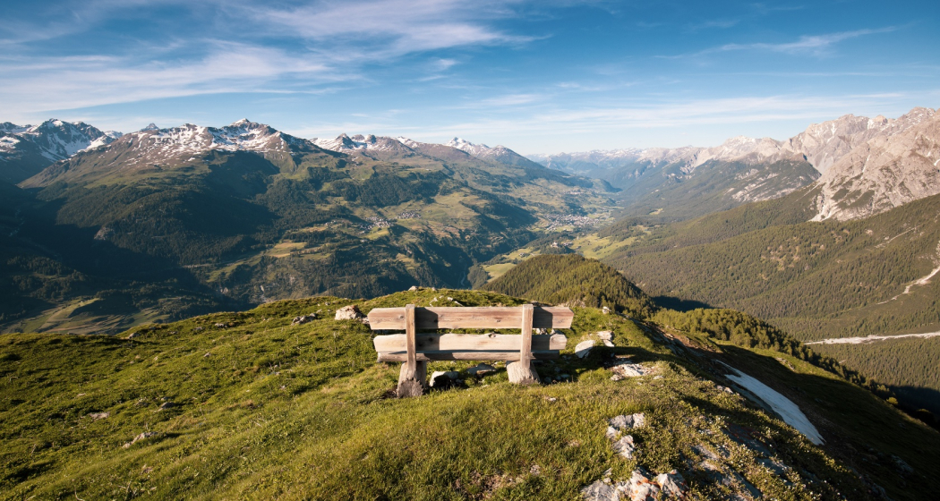 Auf dem Crap Putèr mit Ausblick über das Unterengadin.
