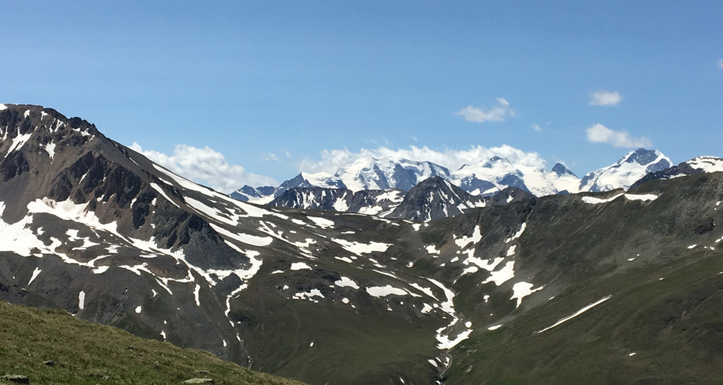 Aufstieg zur Fuorcla Chaschauna mit grandioser Aussicht auf Piz Palü und Piz Bernina Aufstieg zur Fuorcla Chaschauna mit grandioser Aussicht auf Piz Palü und Piz Bernina