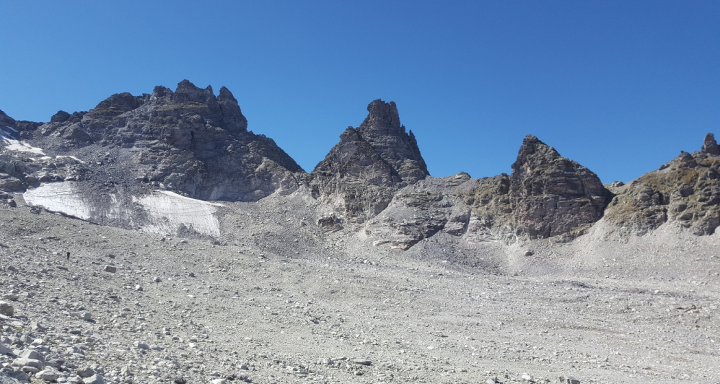 Pizolgipfel und Gletschermoräne Pizolgipfel und Gletschermoräne