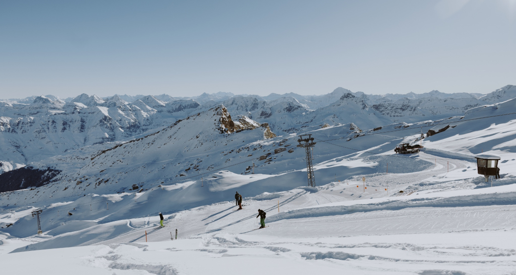 Zuoberst im Skigebiet, wunderbare Rundsicht Zuoberst im Skigebiet, wunderbare Rundsicht