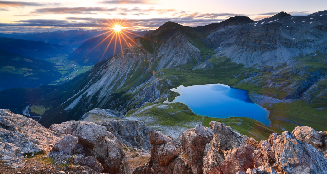 Lai da Rims mit Blick ins Val Müstair Lai da Rims mit Blick ins Val Müstair