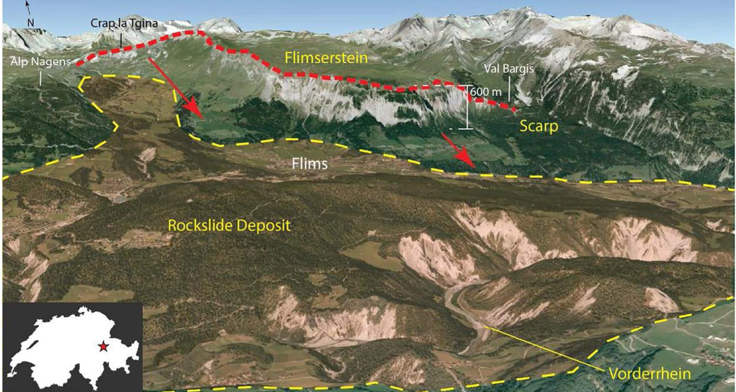 Absturz- und Ablagerungsgebiet des Flimser Bergsturzes Absturz- und Ablagerungsgebiet des Flimser Bergsturzes