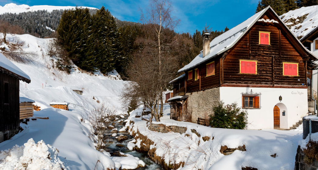 Das Foto zeigt die Casa Mulin im Winter Das Foto zeigt die Casa Mulin im Winter