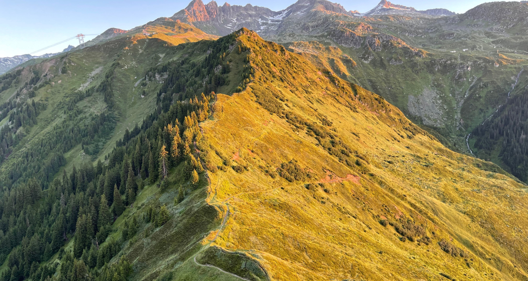 Der Piz Las Palas im Morgenlicht