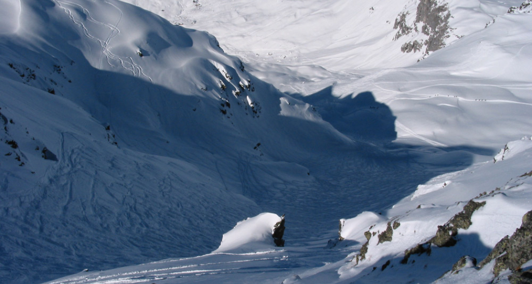 Riedchopf 2552m steiles Culoir hinuntern nach Partnun