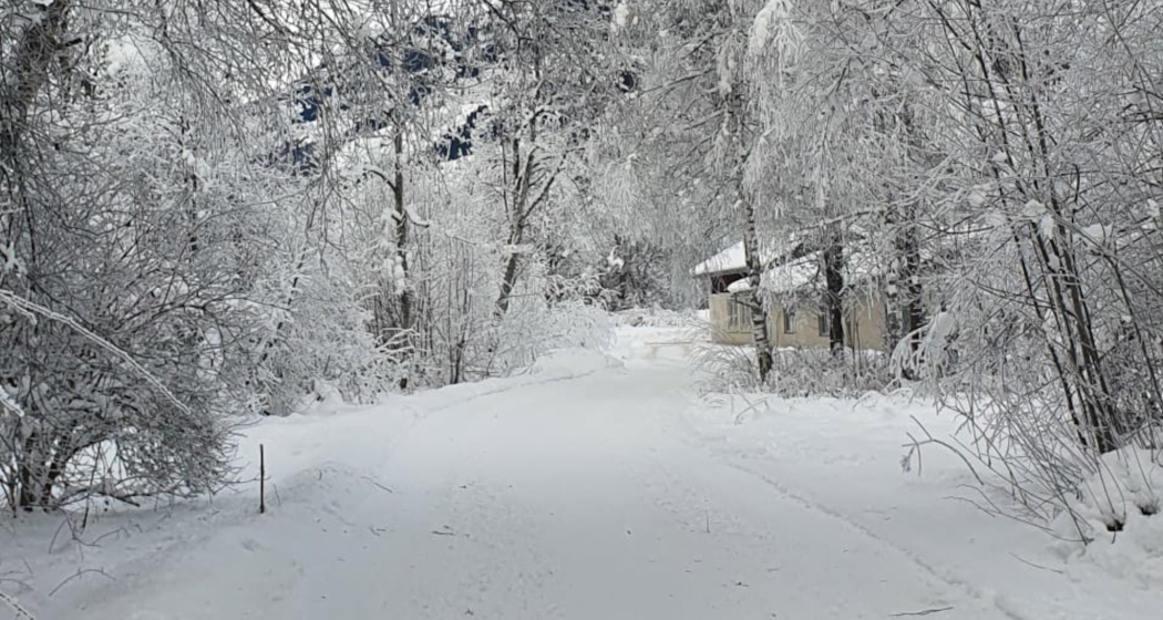 Aufnahme des Winterwanderwegs entlang dem Kunstpfad in Trun. Aufnahme des Winterwanderwegs entlang dem Kunstpfad in Trun.