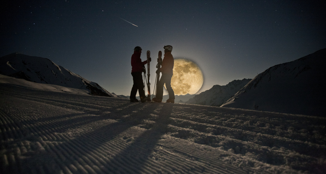 Mondschein-Skifahren