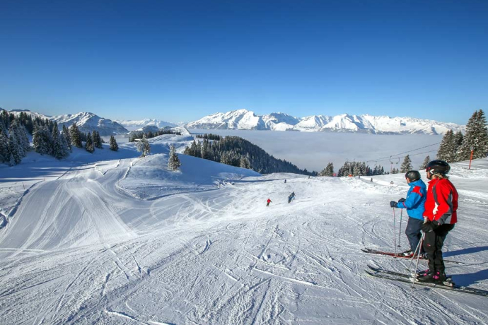 Skipiste Grüsch Danusa mit Blick auf Nebelmeer