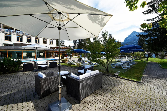 Der Gartenbereich des Hotels Altein