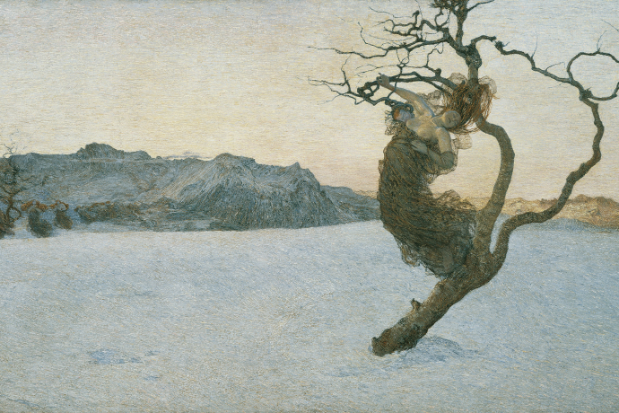 Le cattive madri – Die bösen Mütter, 1894: Das Bild zeigt die Erlösung und damit den zweiten Teil des Gedichtes «Nirvana». (120 × 225 cm, Öl auf Leinwand, Österreichische Galerie Belvedere, Wien)