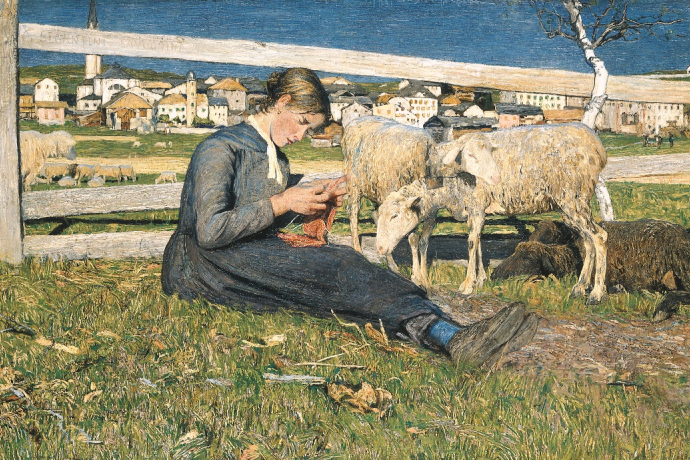 Ragazza che fa la calza – Strickendes Mädchen, 1888: (55 × 91,5 cm, Öl auf Leinwand, Kunsthaus Zürich, Depositum der Gottfried Keller-Stiftung).