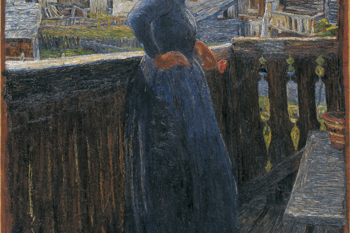 Sul balcone – Auf dem Balkon, 1892: (64,5 × 41 cm, Öl auf Leinwand, Bündner Kunstmuseum Chur, Depositum der Gottfried Keller-Stiftung).