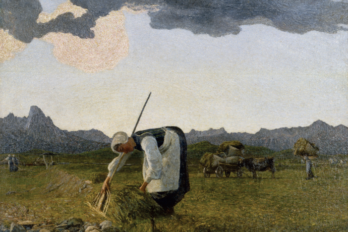 La raccolta del fieno, 1888/89/1898: (137 X 149 cm, olio su tela, Museo Segantini St. Moritz, deposito del comune di St. Moritz).