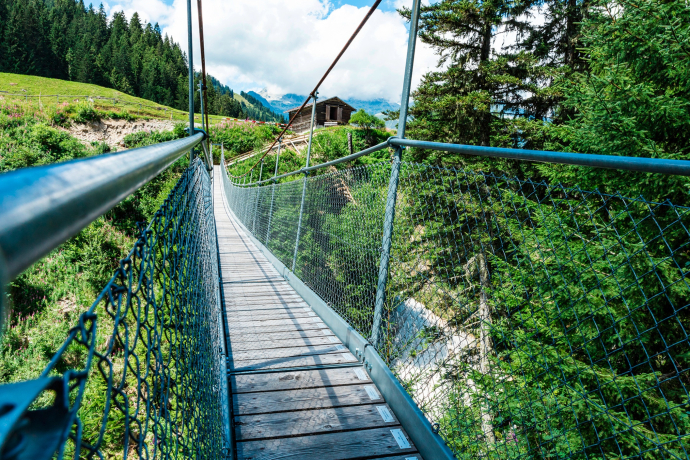 Das Foto zeigt die Hängebrücke in Val Sumvitg Das Foto zeigt die Hängebrücke in Val Sumvitg